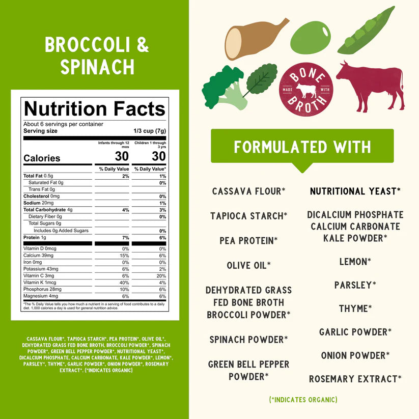 Broccoli & Spinach Puffs - Grain Free with Bone Broth