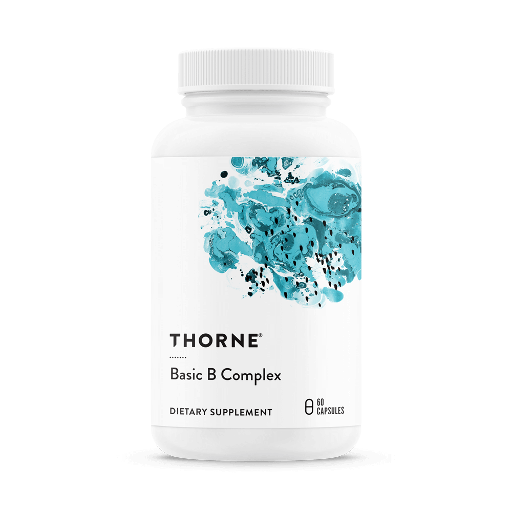 Thorne’s Basic B Complex formula contains the active forms of the B vitamins