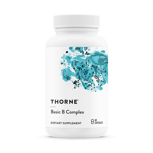 Thorne’s Basic B Complex formula contains the active forms of the B vitamins