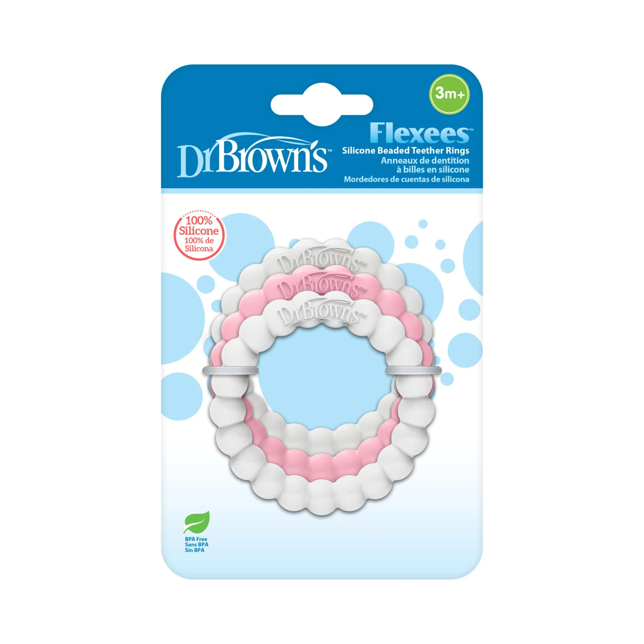 Fleexees Easy to Hold, 100% Silicone Beaded Teether Rings