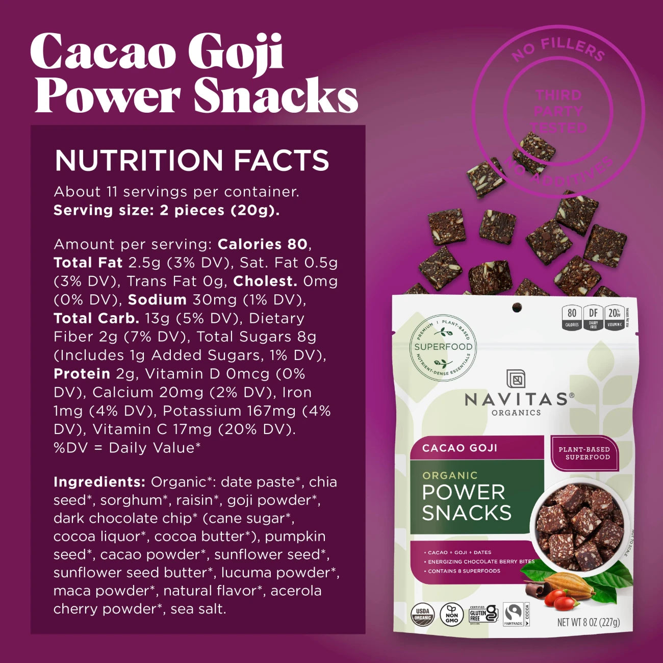 Organic Power Snacks Cacao Goji