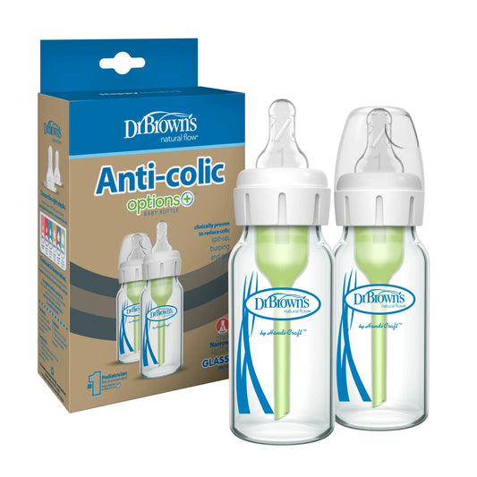 Glass Baby Bottle Natural Flow® Anti-Colic Options+™ with Level 1 Slow Flow Nipple