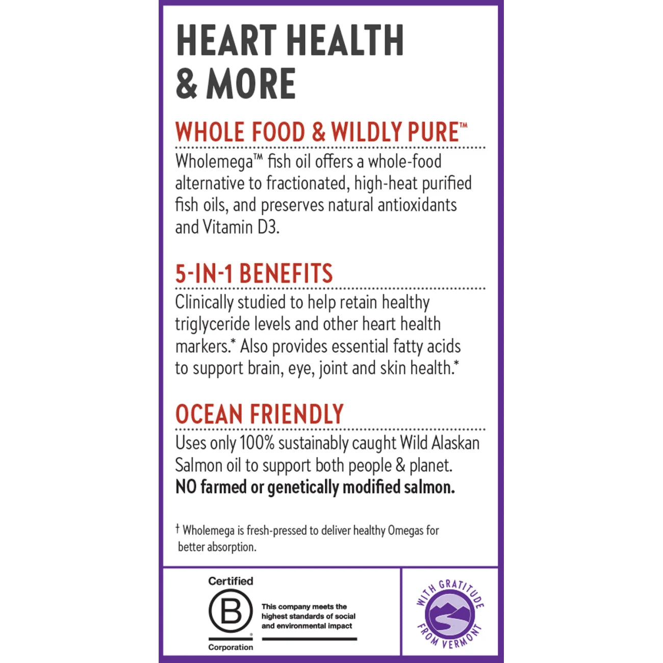 Wholemega™ Fish Oil, Sustainably Caught Wild Alaskan Salmon Oil with Omega-3