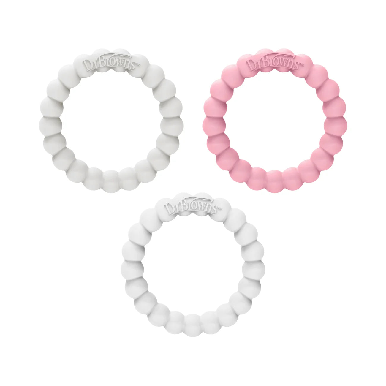 Fleexees Easy to Hold, 100% Silicone Beaded Teether Rings