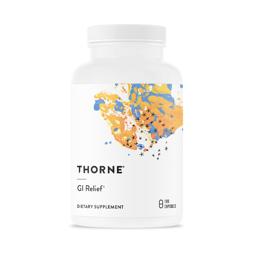 Thorne’s GI Relief comes to the rescue with a blend of soothing botanicals