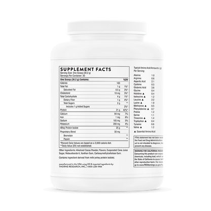 Whey Protein Isolate - Chocolate - Thorne