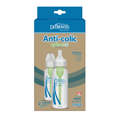 Glass Baby Bottle Natural Flow® Anti-Colic Options+™ with Level 1 Slow Flow Nipple